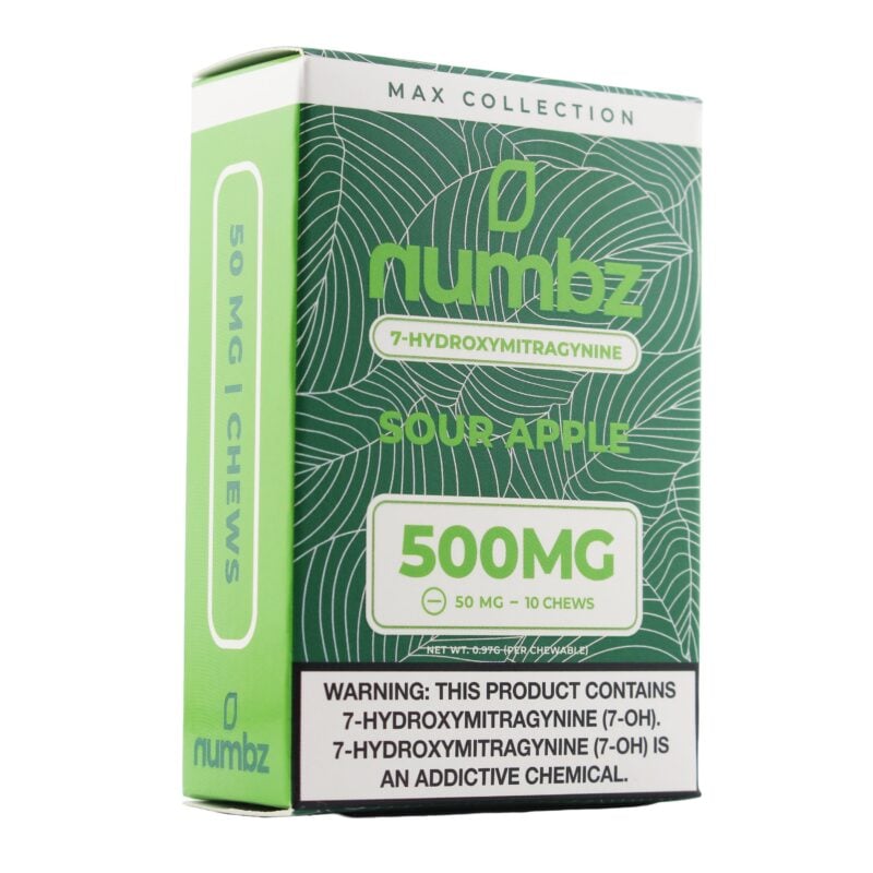 Numbz Kratom Leaf Extract Chewable Tablets Sour Apple 50mg
