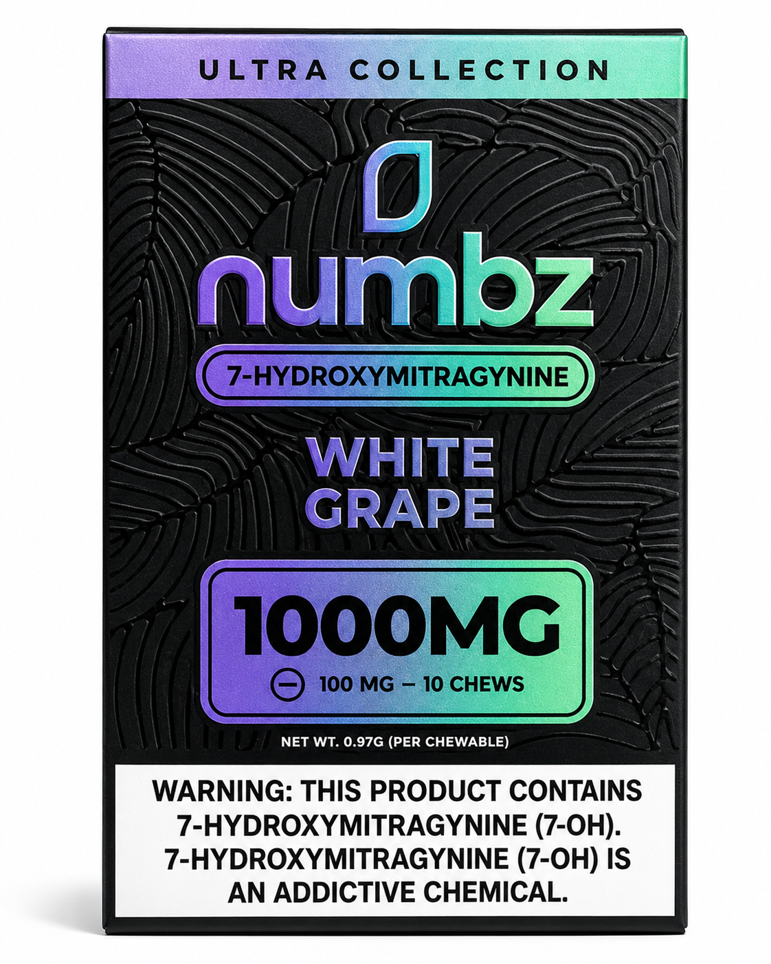 Numbz Kratom Leaf Extract Chewable Tablets White Grape 100mg