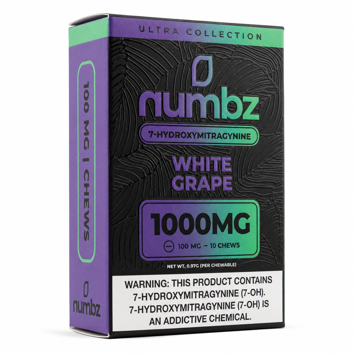 Numbz Kratom Leaf Extract Chewable Tablets White Grape 100mg