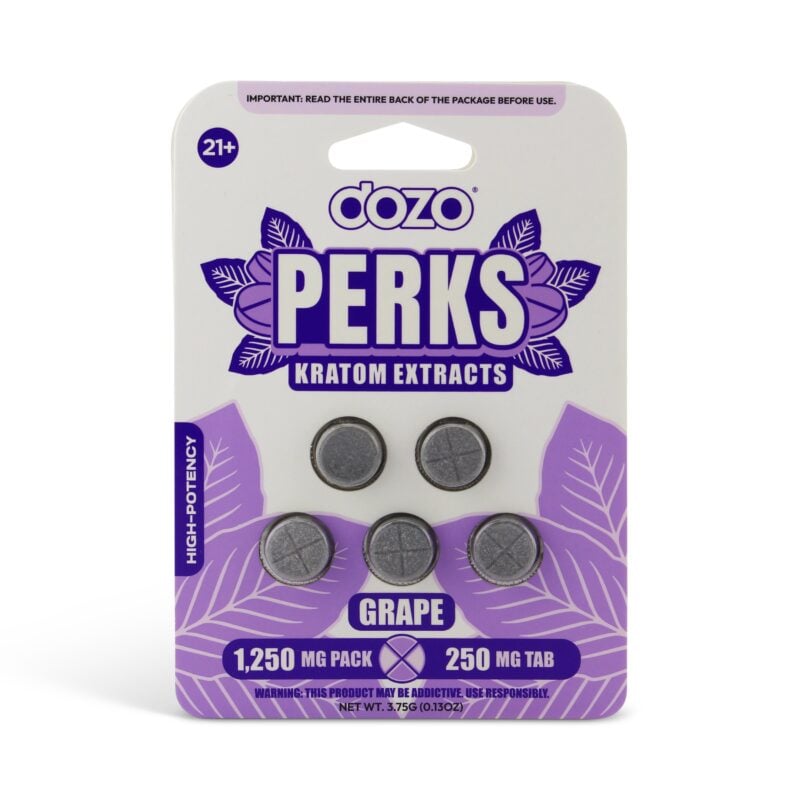 Dozo Perks Kratom Extract Chewable Tablets Grape 250mg