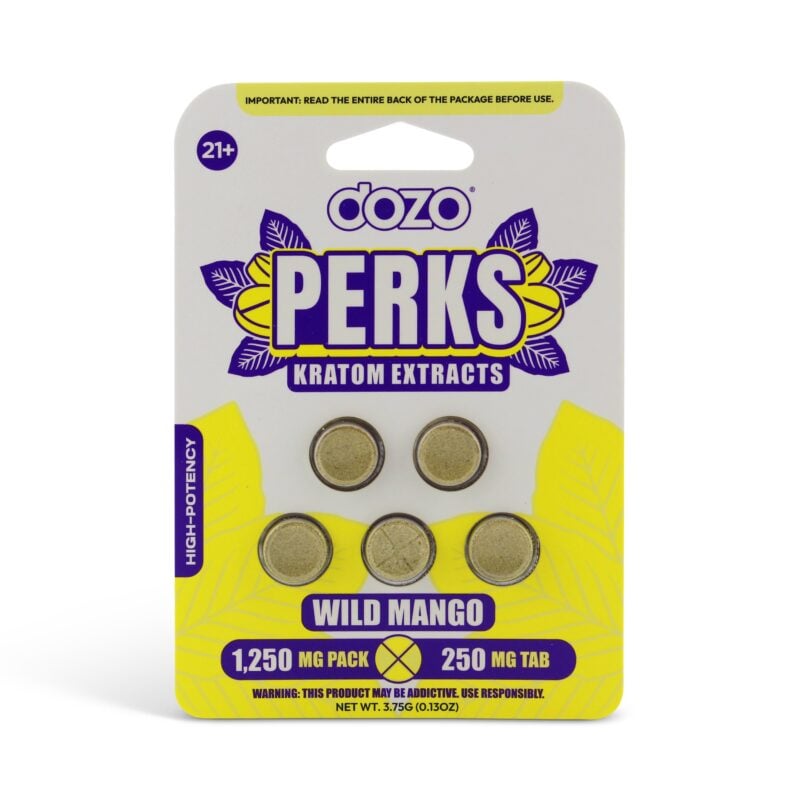 Dozo Perks Kratom Extract Chewable Tablets Wild Mango 250mg