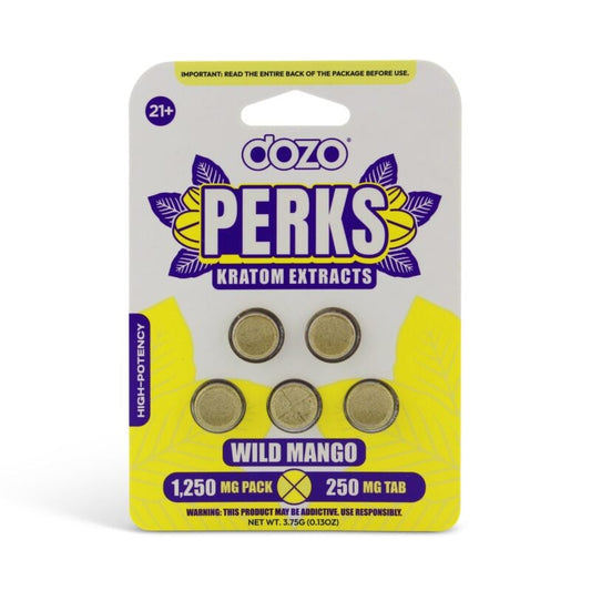 Dozo Perks Kratom Extract Chewable Tablets Wild Mango 250mg