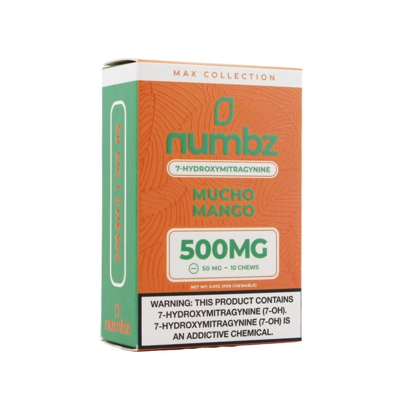 Numbz Kratom Leaf Extract Chewable Tablets Mucho Mango 50mg
