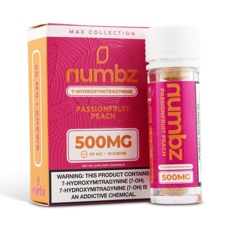 Numbz Kratom Leaf Extract Chewable Tablets Passionfruit Peach 50mg