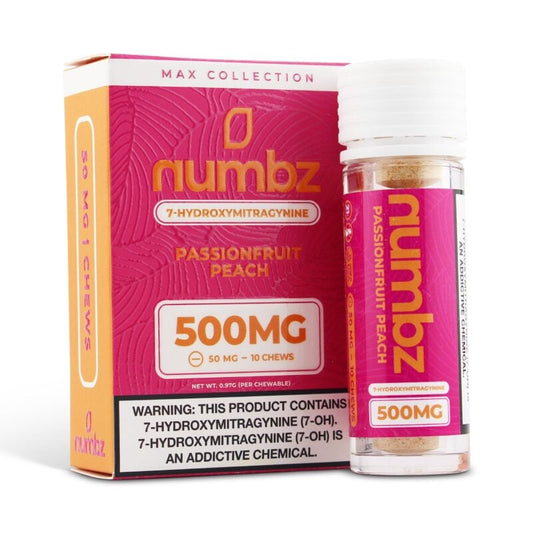 Numbz Kratom Leaf Extract Chewable Tablets Passionfruit Peach 50mg