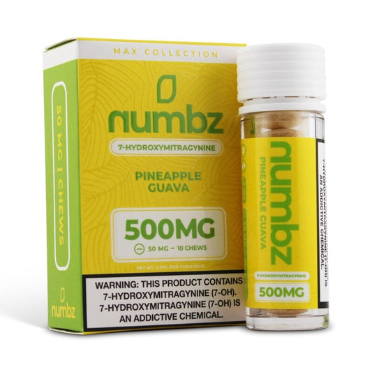 Numbz Kratom Leaf Extract Chewable Tablets Pineapple Guava 50mg