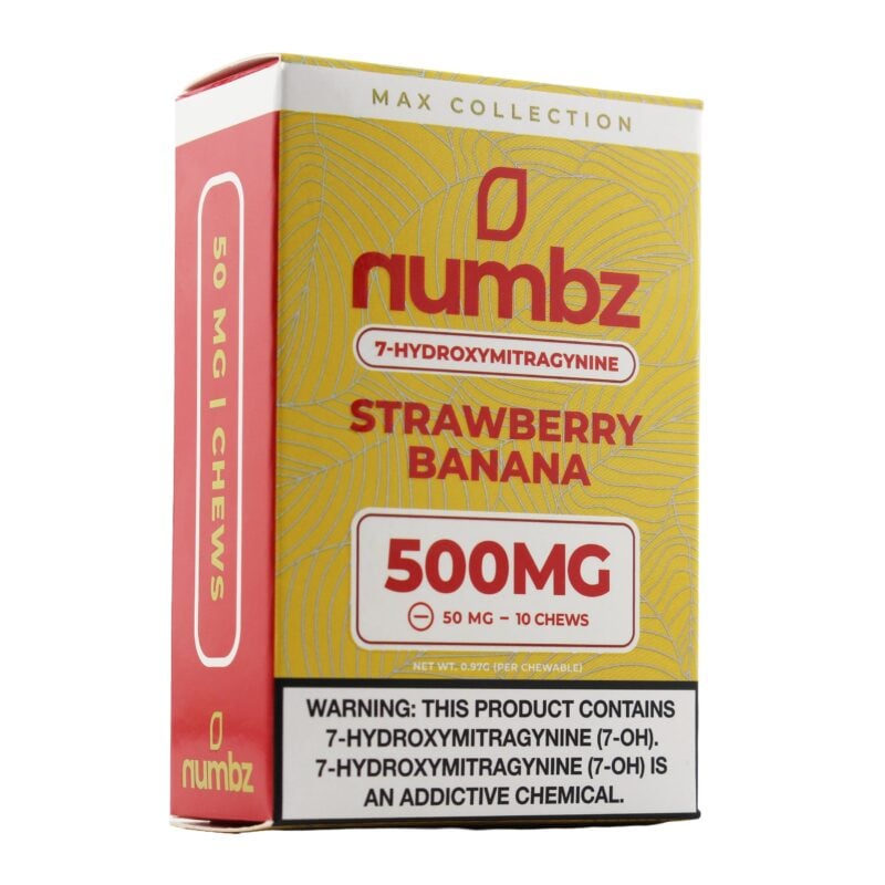 Numbz Kratom Leaf Extract Chewable Tablets Strawberry Banana 50mg