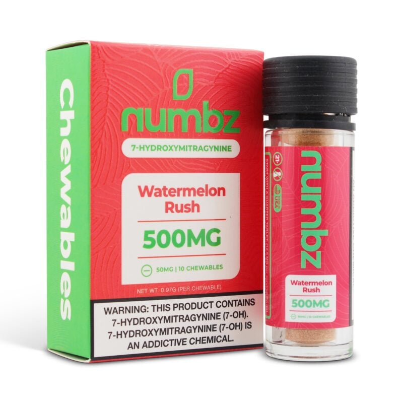 Numbz Kratom Leaf Extract Chewable Tablets Watermelon Rush 50mg